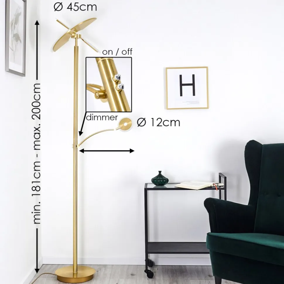 Lampadaire Cazis Led Laiton, 2 Lumieres