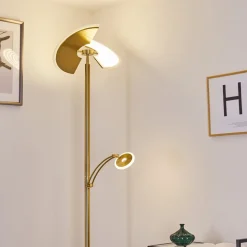 Lampadaire Cazis Led Laiton, 2 Lumieres