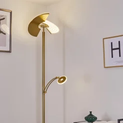 Lampadaire Cazis Led Laiton, 2 Lumieres