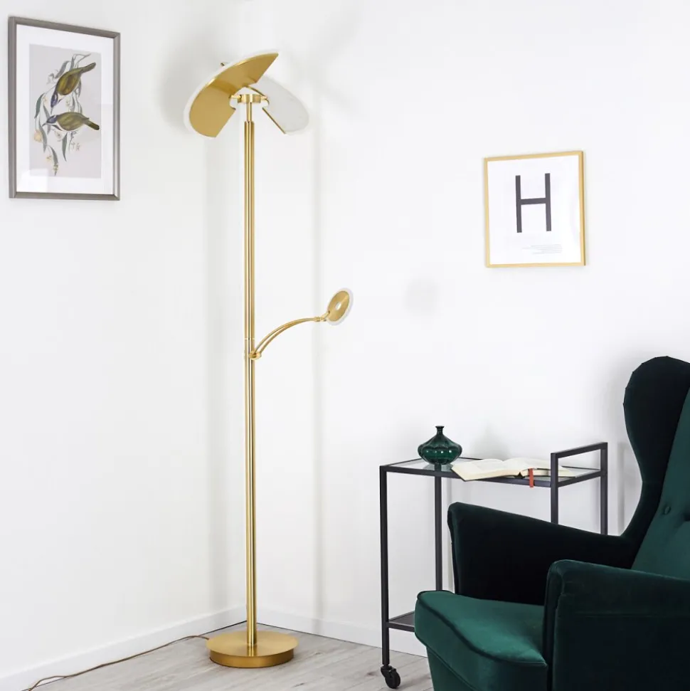 Lampadaire Cazis Led Laiton, 2 Lumieres