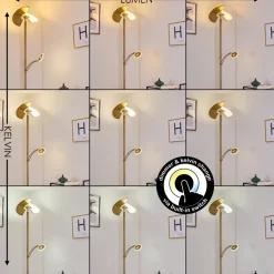 Lampadaire Cazis Led Laiton, 2 Lumieres