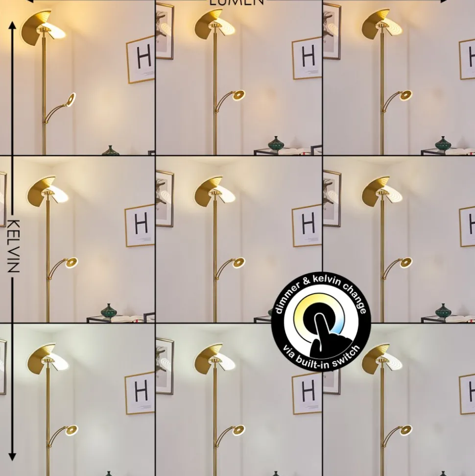 Lampadaire Cazis Led Laiton, 2 Lumieres
