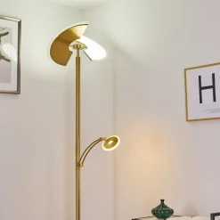 Lampadaire Cazis Led Laiton, 2 Lumieres