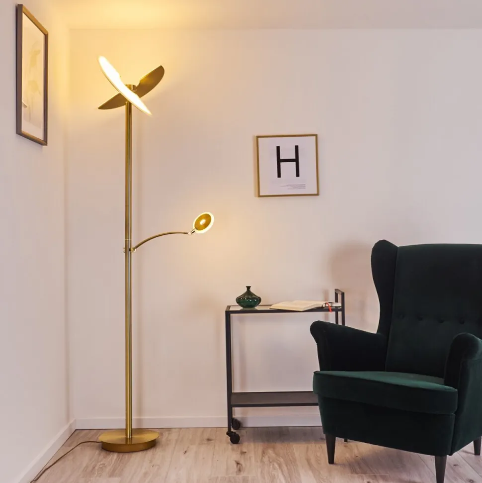 Lampadaire Cazis Led Laiton, 2 Lumieres