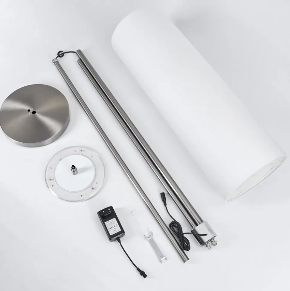 Lampadaire Coquimbito Led Nickel Mat, 2 Lumieres