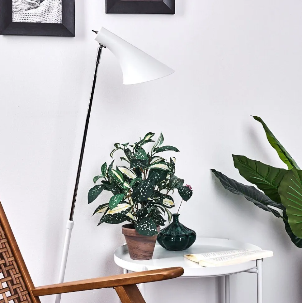 Lampadaire Corralcay Chrome, Blanc, 1 Lumiere
