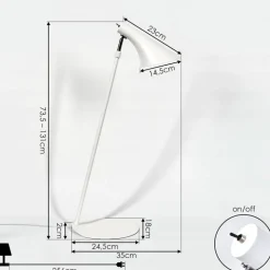 Lampadaire Corralcay Chrome, Blanc, 1 Lumiere