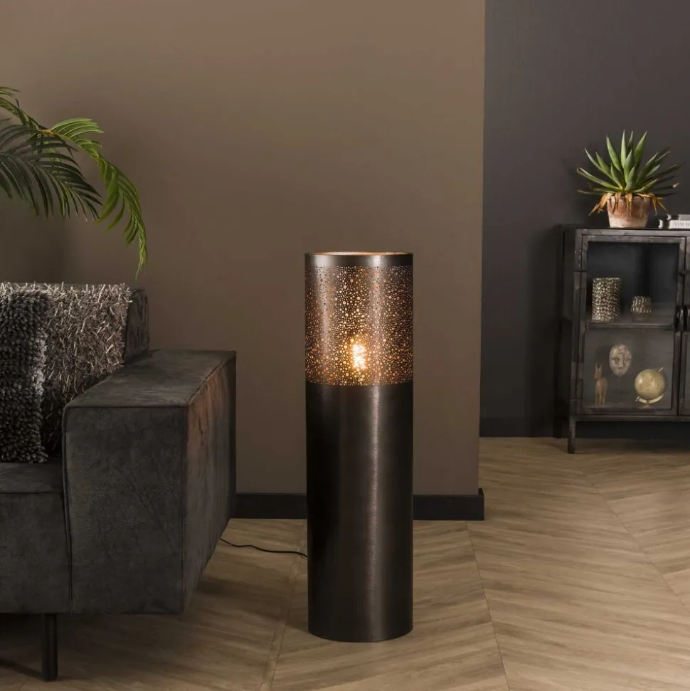 Lampadaire Cylinder Nickel Mat, Noir, 1 Lumiere