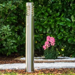 Lampadaire Dakar Acier Inoxydable, 1 Lumiere, Detecteur De Mouvement