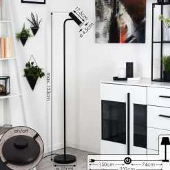 Lampadaire Dalheim Led Noir, 1 Lumiere