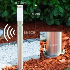 Lampadaire D'Exterieur Avize Acier Inoxydable, 1 Lumiere, Detecteur De Mouvement