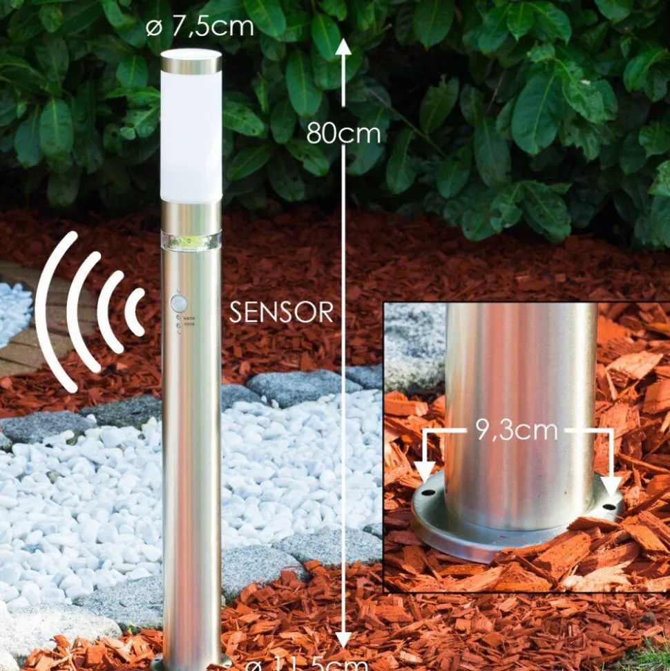 Lampadaire D'Exterieur Avize Acier Inoxydable, 1 Lumiere, Detecteur De Mouvement