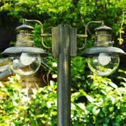 Lampadaire D'Exterieur Brilliant Artu Or, Noir, 2 Lumieres