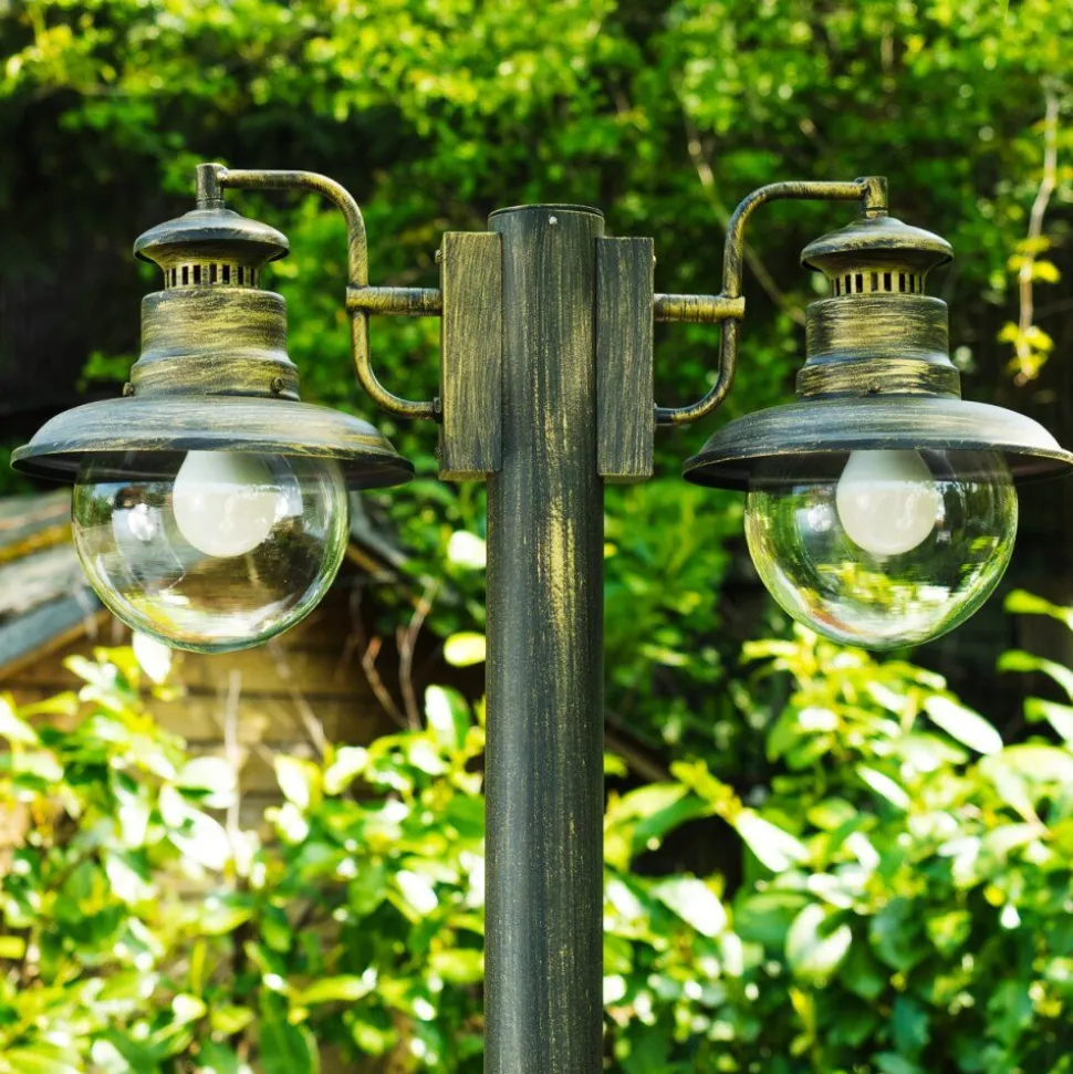 Lampadaire D'Exterieur Brilliant Artu Or, Noir, 2 Lumieres