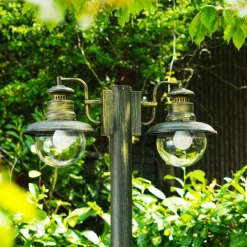 Lampadaire D'Exterieur Brilliant Artu Or, Noir, 2 Lumieres