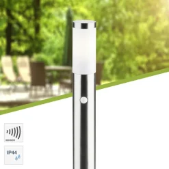 Lampadaire D'Exterieur Brilliant Chorus Acier Inoxydable, 1 Lumiere, Detecteur De Mouvement