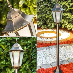 Lampadaire D'Exterieur Hongkong Frost Brun Dore, 1 Lumiere