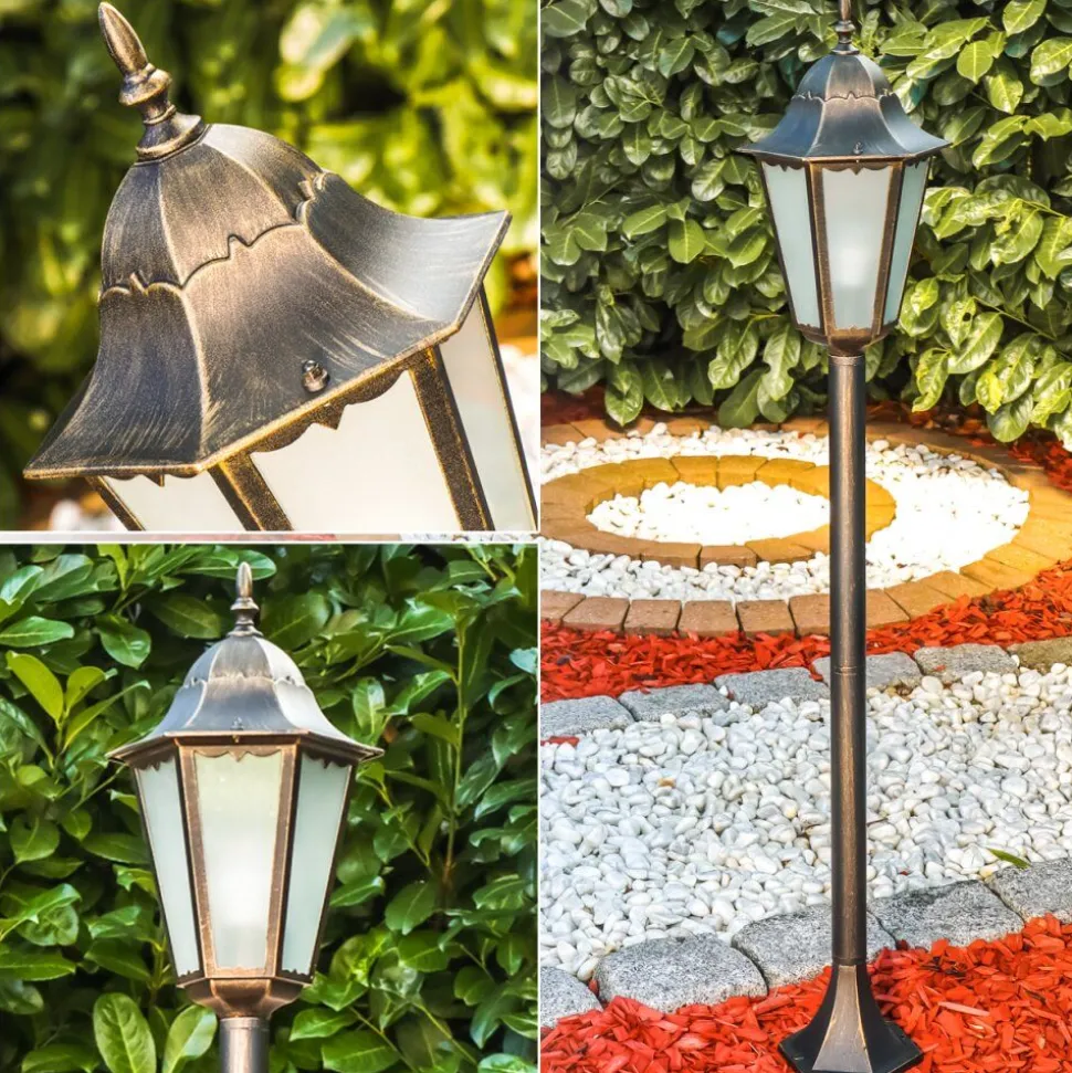 Lampadaire D'Exterieur Hongkong Frost Brun Dore, 1 Lumiere