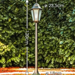 Lampadaire D'Exterieur Hongkong Frost Brun Dore, 1 Lumiere