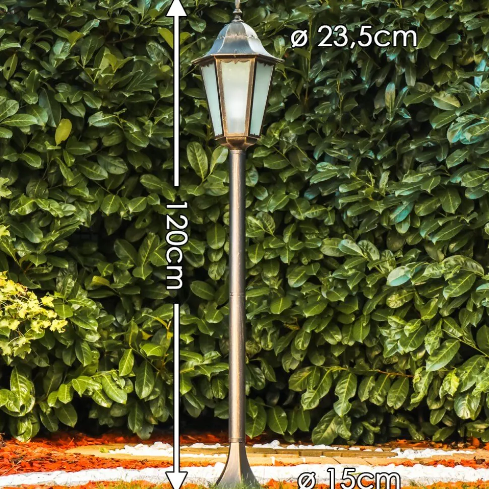Lampadaire D'Exterieur Hongkong Frost Brun Dore, 1 Lumiere