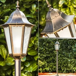 Lampadaire D'Exterieur Hongkong Frost Brun Dore, 1 Lumiere