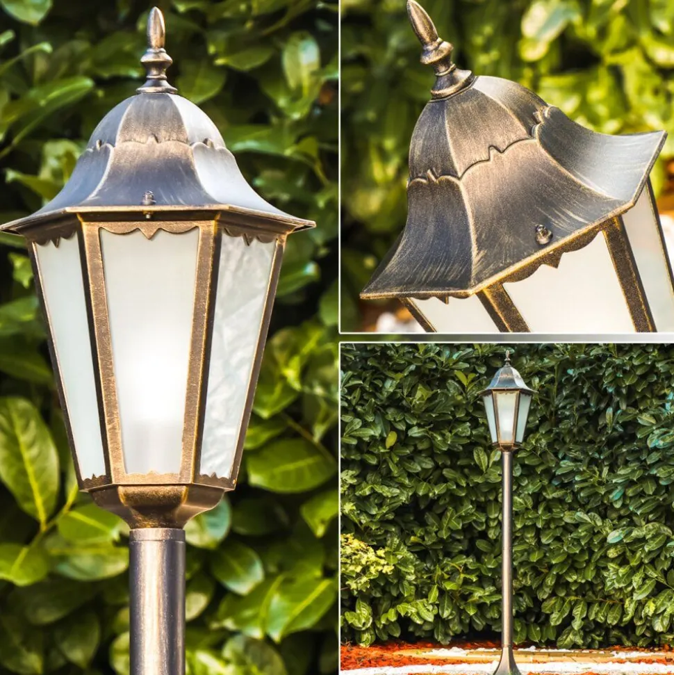Lampadaire D'Exterieur Hongkong Frost Brun Dore, 1 Lumiere