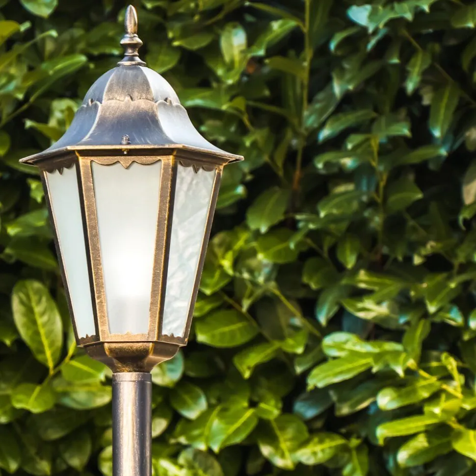 Lampadaire D'Exterieur Hongkong Frost Brun Dore, 1 Lumiere