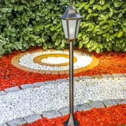 Lampadaire D'Exterieur Hongkong Frost Brun Dore, 1 Lumiere