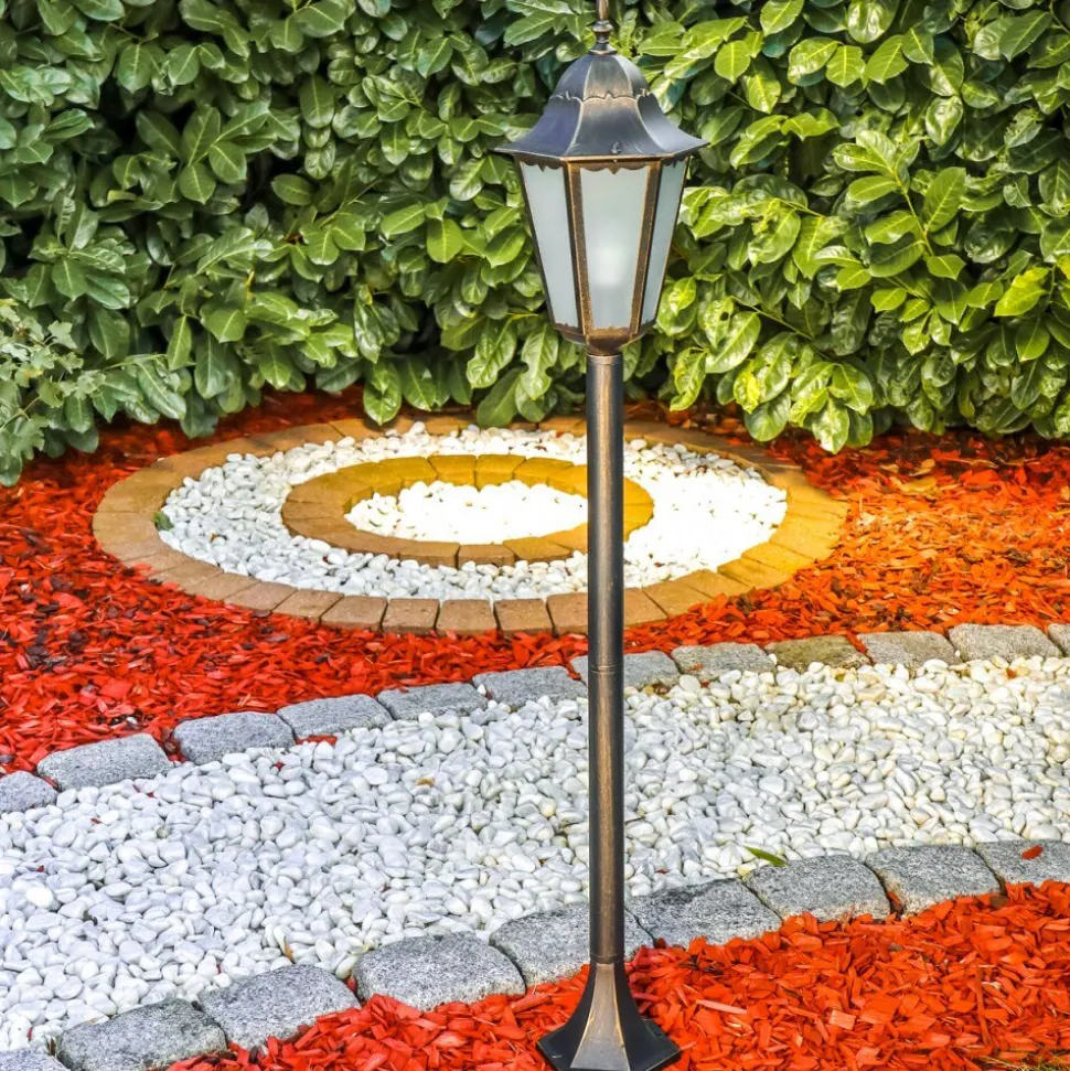 Lampadaire D'Exterieur Hongkong Frost Brun Dore, 1 Lumiere