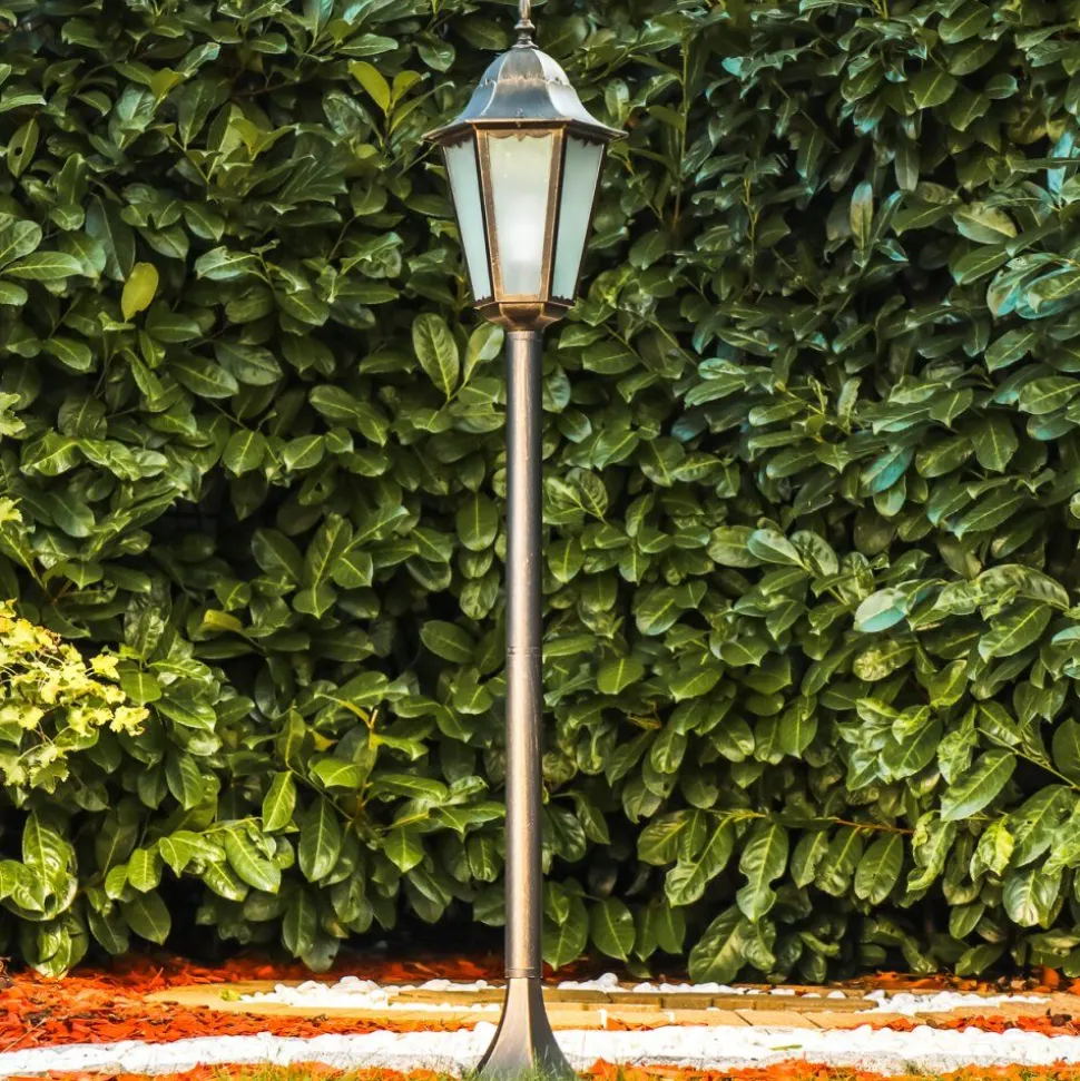 Lampadaire D'Exterieur Hongkong Frost Brun Dore, 1 Lumiere