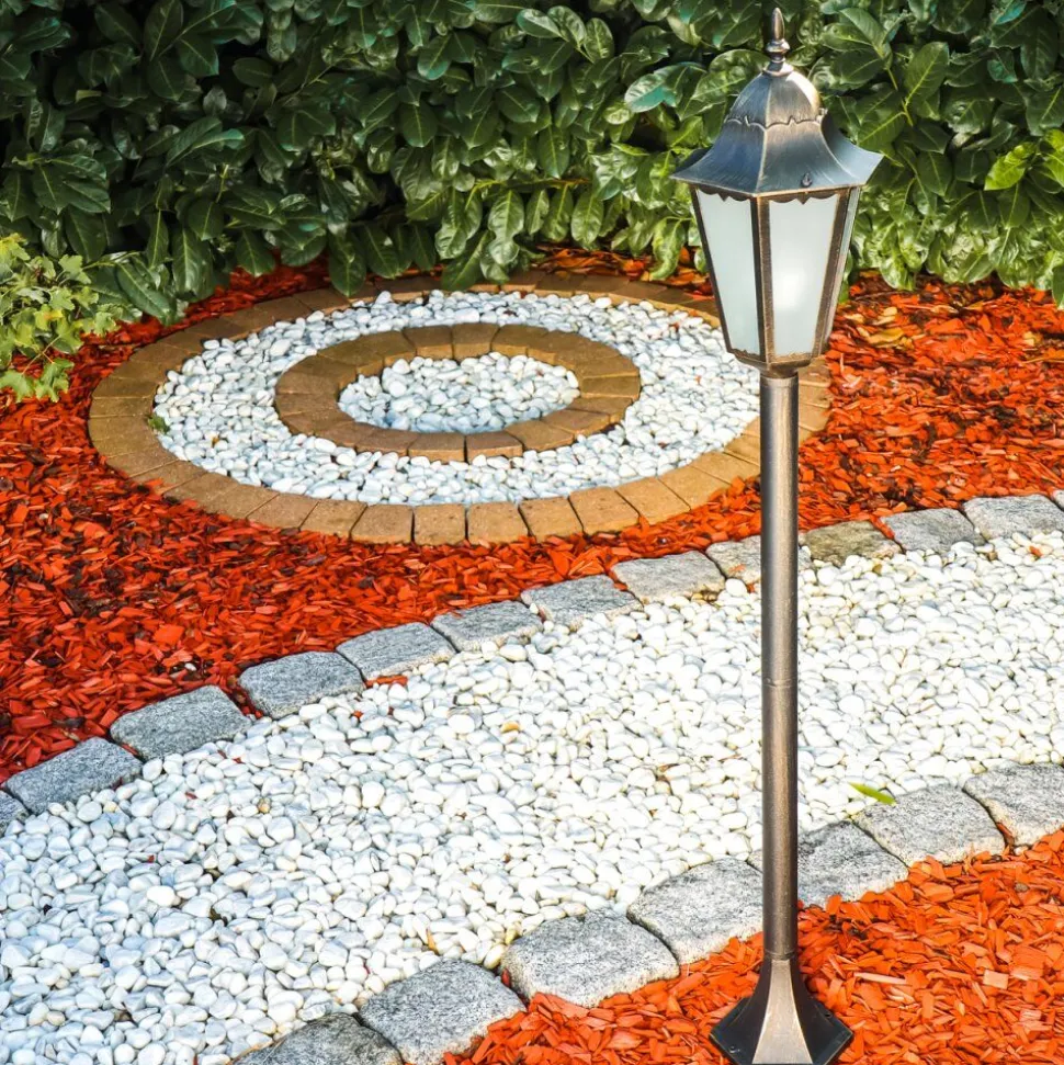 Lampadaire D'Exterieur Hongkong Frost Brun Dore, 1 Lumiere