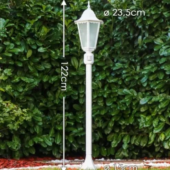 Lampadaire D'Exterieur Hongkong Frost Blanc, 1 Lumiere, Detecteur De Mouvement