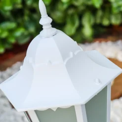 Lampadaire D'Exterieur Hongkong Frost Blanc, 1 Lumiere, Detecteur De Mouvement