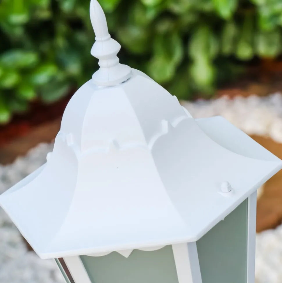 Lampadaire D'Exterieur Hongkong Frost Blanc, 1 Lumiere, Detecteur De Mouvement