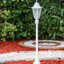 Lampadaire D'Exterieur Hongkong Frost Blanc, 1 Lumiere, Detecteur De Mouvement