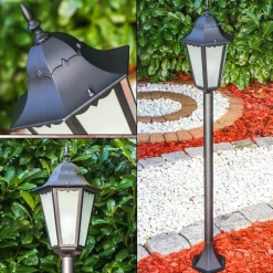 Lampadaire D'Exterieur Hongkong Frost Noir, 1 Lumiere