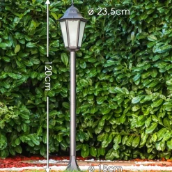 Lampadaire D'Exterieur Hongkong Frost Noir, 1 Lumiere
