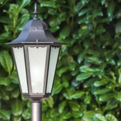 Lampadaire D'Exterieur Hongkong Frost Noir, 1 Lumiere