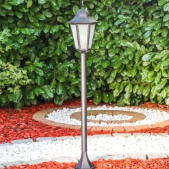 Lampadaire D'Exterieur Hongkong Frost Noir, 1 Lumiere