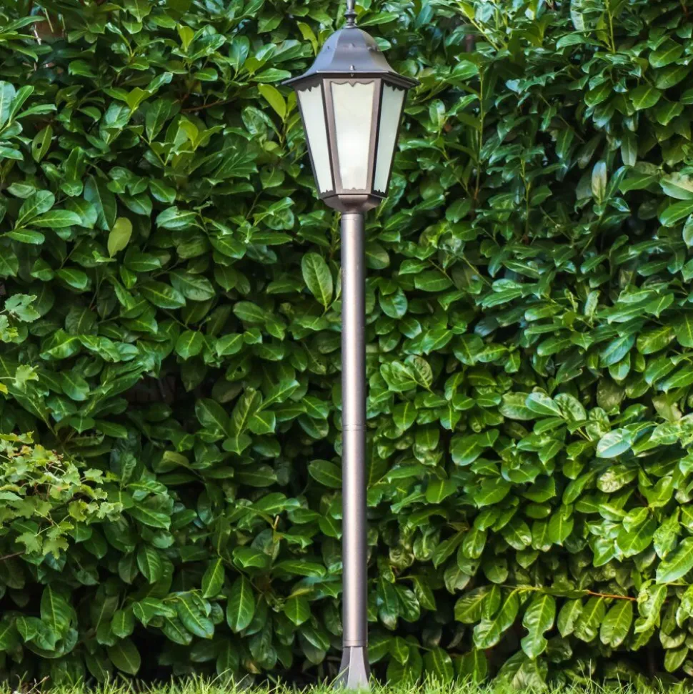 Lampadaire D'Exterieur Hongkong Frost Noir, 1 Lumiere
