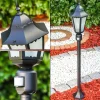 Lampadaire D'Exterieur Hongkong Frost Noir, Detecteur De Mouvement