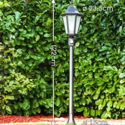 Lampadaire D'Exterieur Hongkong Frost Noir, Detecteur De Mouvement