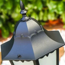 Lampadaire D'Exterieur Hongkong Frost Noir, Detecteur De Mouvement