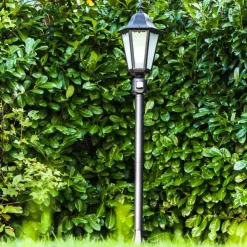 Lampadaire D'Exterieur Hongkong Frost Noir, Detecteur De Mouvement