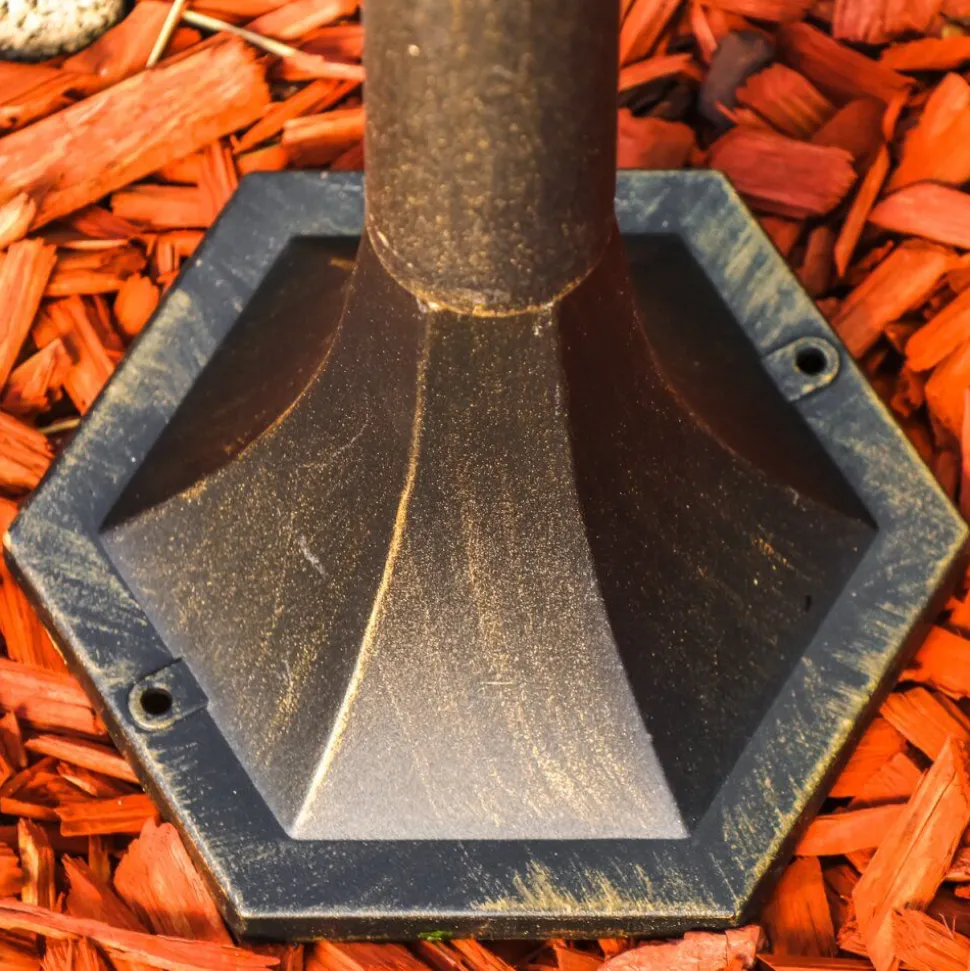 Lampadaire D'Exterieur Hongkong Frost Brun Dore, 1 Lumiere, Detecteur De Mouvement