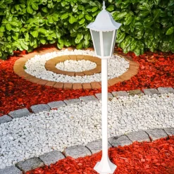 Lampadaire D'Exterieur Hongkong Frost Blanc, 1 Lumiere