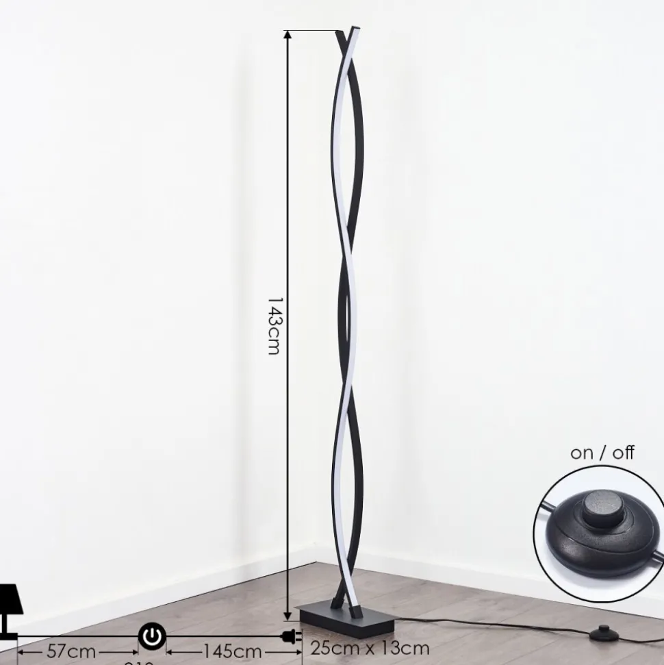 Lampadaire Eaglesham Led Noir, 1 Lumiere