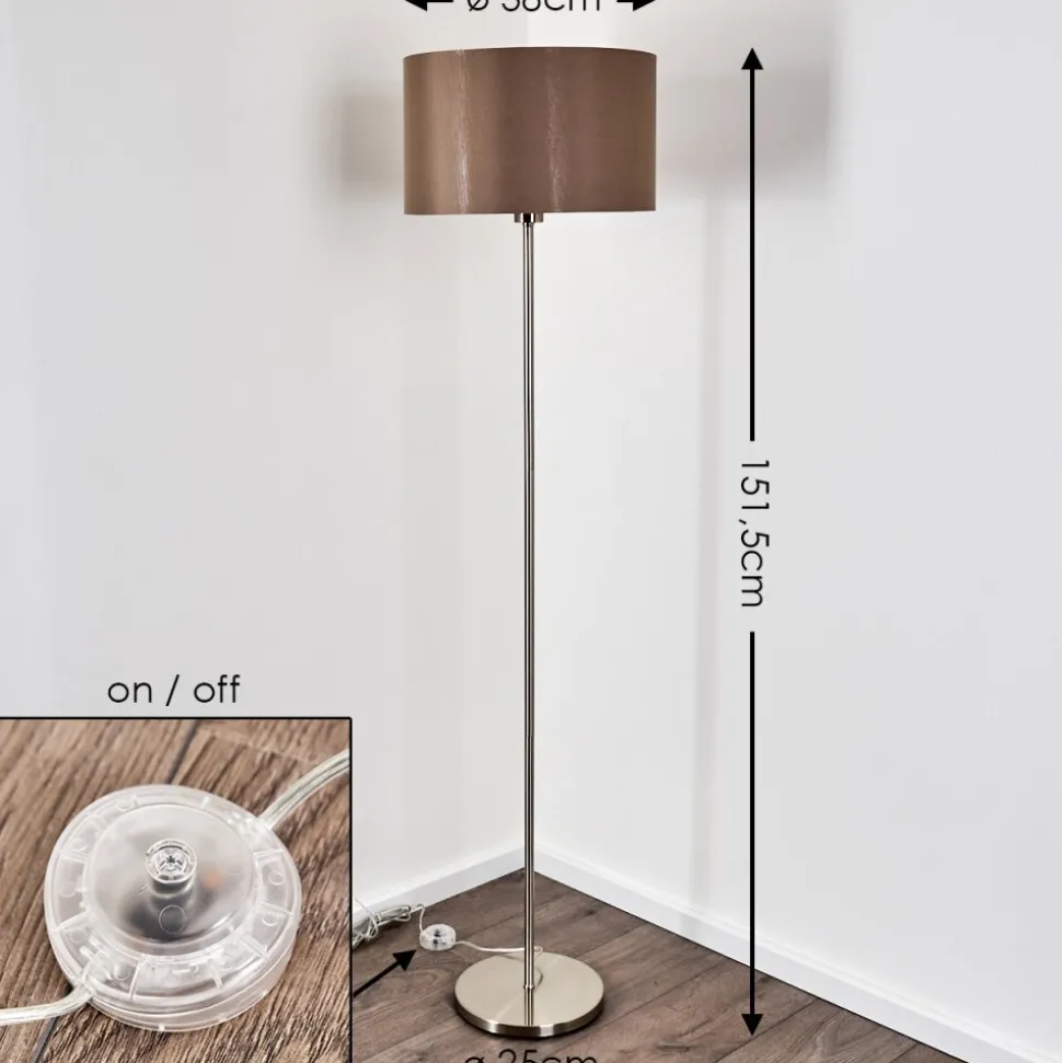 Lampadaire Elsa Nickel Mat, 1 Lumiere