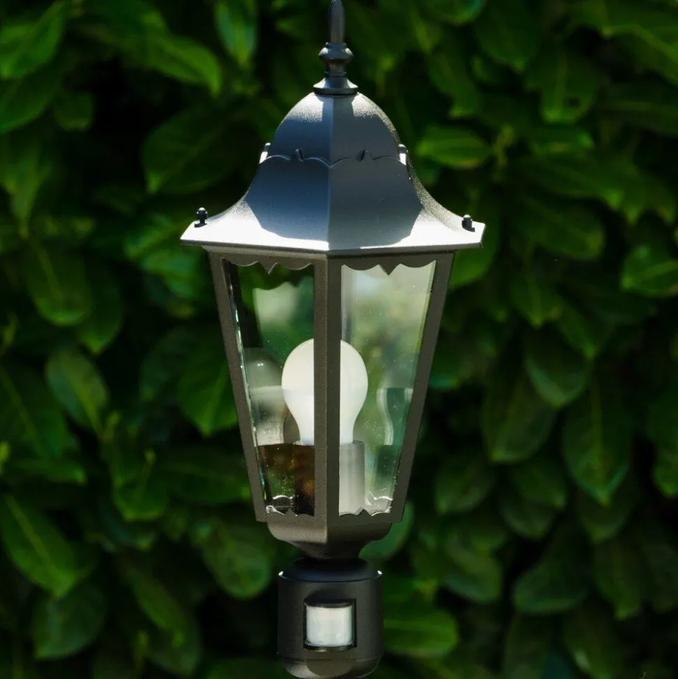Lampadaire Exterieur Bristol Noir, 1 Lumiere, Detecteur De Mouvement
