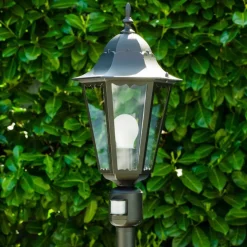 Lampadaire Exterieur Bristol Noir, 1 Lumiere, Detecteur De Mouvement